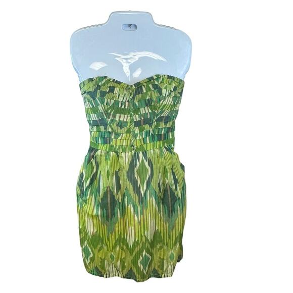 New CHARLIE JADE Green Strapless Pleated Sweetheart Bodice Mini Dress Women's M - Picture 1 of 10